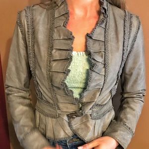 MODA International Ruffle Leather Jacket